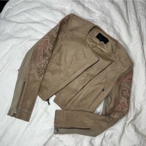 BCBG real suede cropped moto jacket